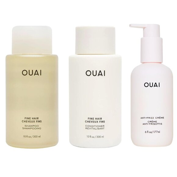 OUAI Anti-Frizz Bundle - FRIZZ Hair Crème, Shampoo & Conditioner Set